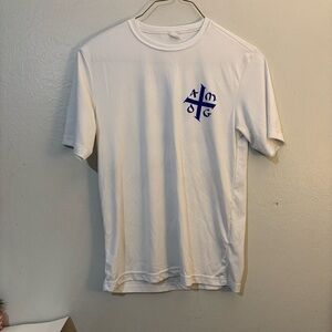 Sport-Tek White Short Sleeve Performance Tee with Navy Crest